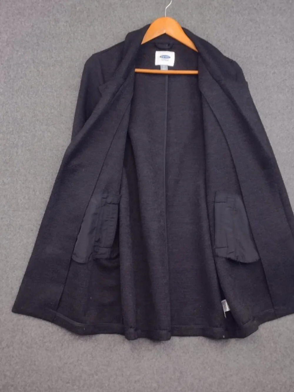 Old Navy Women's Small Black Ribbed Topper Coat Long Blazer Cotton Blend Jacket